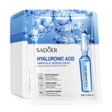 (Hyaluronic Acid) 10pcs SADOER 24K Gold Vitamin C Hyaluronic Acid Face Mask Facial Moisturizing Firming Hydrating Facial Masks Skin Care Products