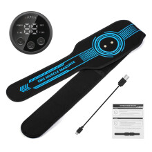 (1Abdominal belt) Abdominal Toning Belt EMS Muscle Stimulator Toner USB Body Slimming Shaping Waist Arm Leg Massage Lose