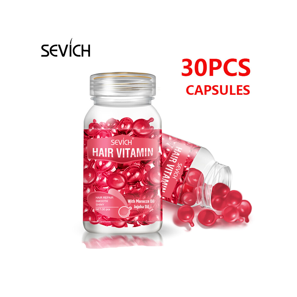 Srj Star (Red Sevich 30Pcs) Hair Vitamin Capsule Hair Repair Damaged Hair Care Capsules Essence Protein Smooth Hair Care Repair Anti Loss Essential Oil