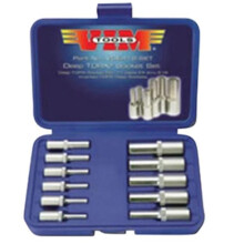 VIM Tools VIM-VDE418 Deep Socket Set - Inverted Torx E4 Thru E18, Satin Chrome - 11 Piece