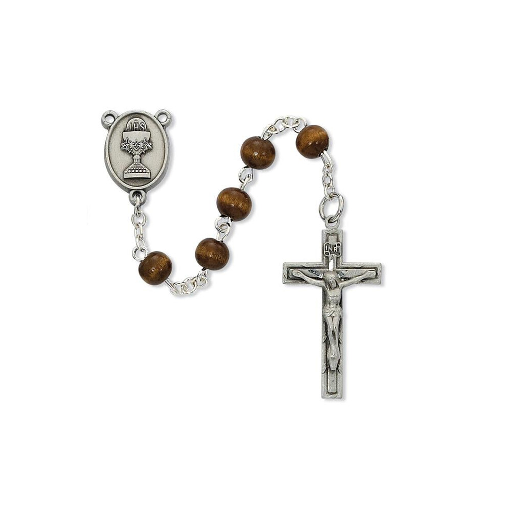 McVan C76DB 6 mm Brown Wood Communion Rosary Boxed-image-OPC-PG9XQBH-NEW