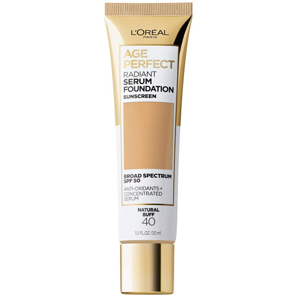LOreal Paris Age Perfect Radiant Serum Foundation with SPF 50 Natural Buff 1 Ounce
