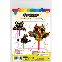 (Halloween Puppet) Scratch Art Themed Fun Craft Pack
