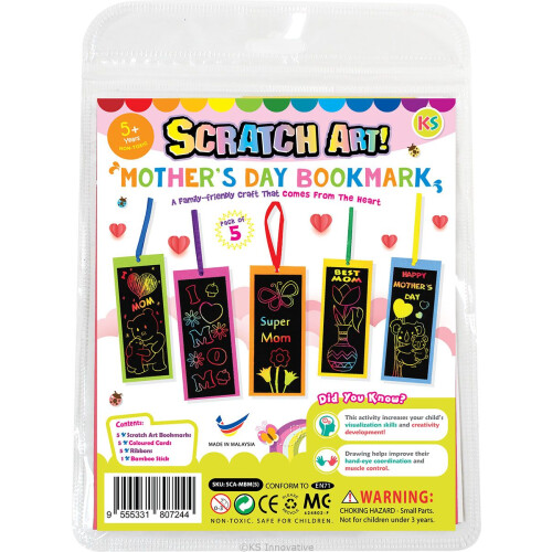 (Mother's Day Bookmark ) Scratch Art Themed Fun Craft Pack