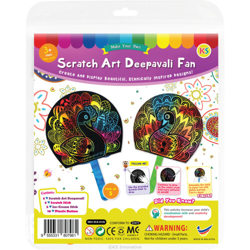 (Deepavali Peacock Fan) Scratch Art Themed Fun Craft Pack