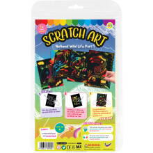 (WildLife Part 1 - Hornbill, Malayan Tiger, Proboscis Monkey) Scratch Art Themed Fun Craft Pack