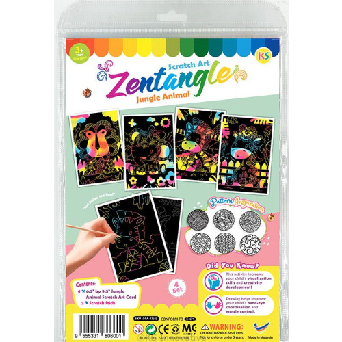 (Jungle Animal) Scratch Art Themed Fun Craft Pack