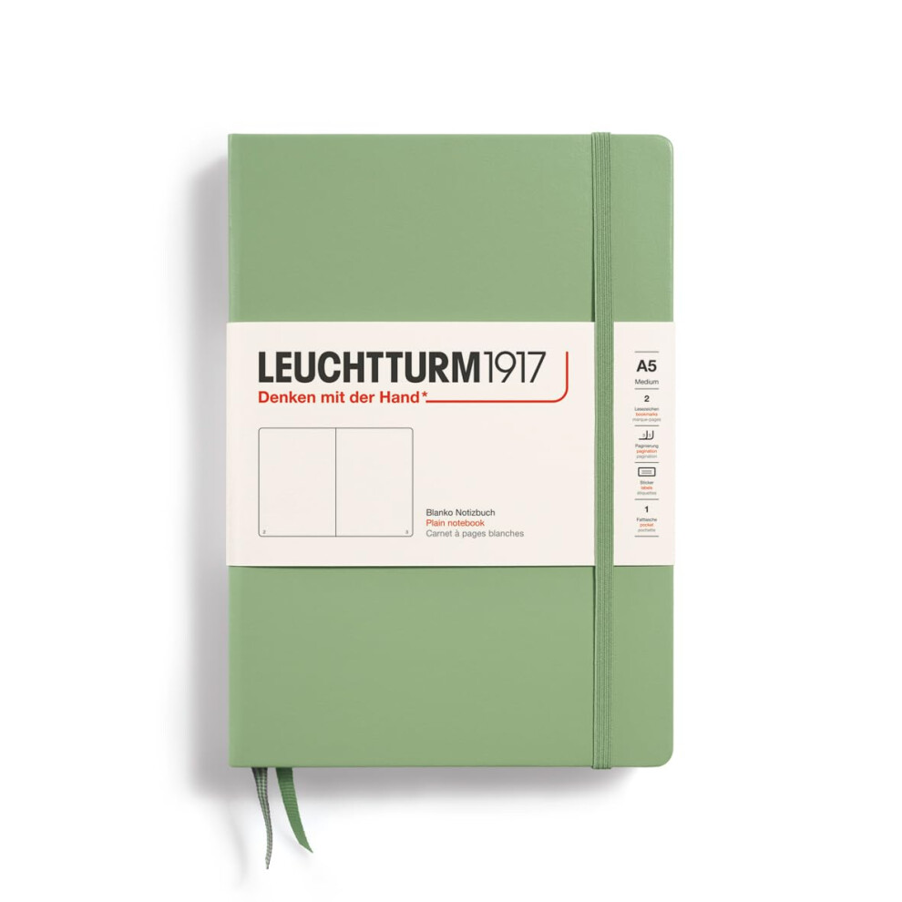 LEUCHTTURM1917 - Notebook Hardcover Medium A5-251 Numbered Pages for Writing and Journaling (Sage  Plain)-image-OPC-PFNDS82-NEW