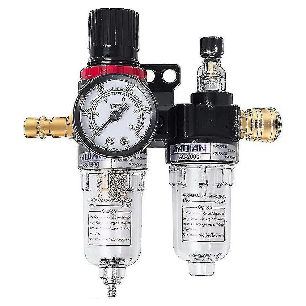 (As Show, One Size) 1/4 Filter Water Separator Oil Separator Maintenance Unit Pressure Reducer Compressed Air Regulator For Air Compressor/Compressor 5063595903731