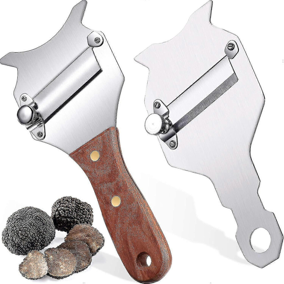 (As Show, One Size) 2 Pieces Truffle Slicer Adjustable Blade Rosewood Handle Stainless Steel Cheese Chocolate Truffle Shaver Truffle Cutter 5063595980275