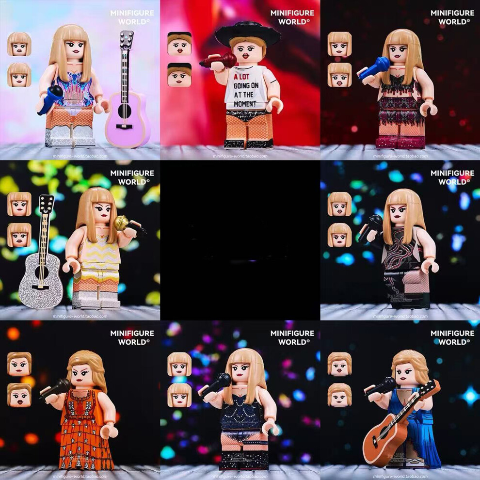 Bonxaif 8Pcs Taylor Swift Building Block Minifigure Moc Blocks Assembly Toys Fit Lego Gift