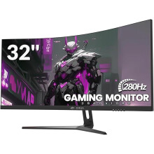 CRUA 32" Curved Gaming Monitor, 280Hz WFHD (2560x1080) PC Monitor, 1500R VA Screen, 1ms