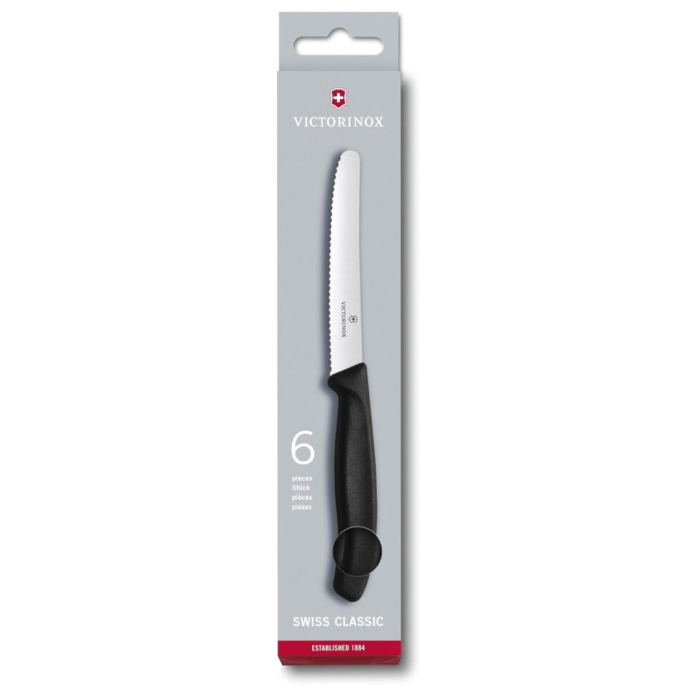 Victorinox Tomato + Table knife set 11cm serrated blade - Black - 6 knife set