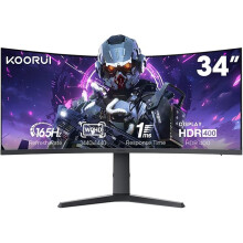 KOORUI 34 Inch Curved Monitor - Ultrawide Gaming Monitor Curved with 1000R VA Panel, WQHD 3440x1440, 165Hz