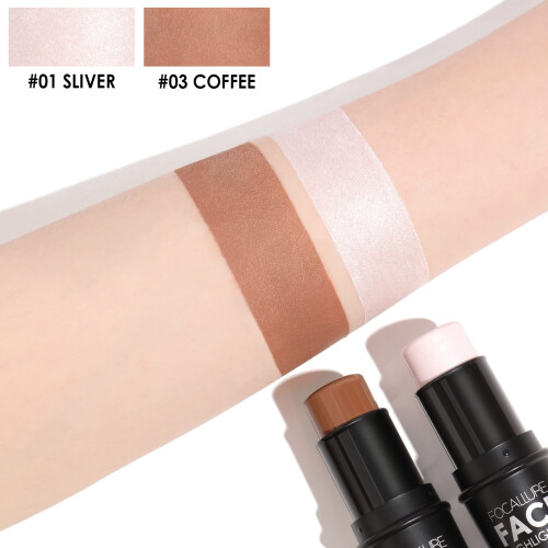FOCALLURE 2 Τμχ Στικ Contour, Υψηλός & Μπρονζέ Πενάκι, Φωτεινές & Σκιές για το Πρόσωπο 2