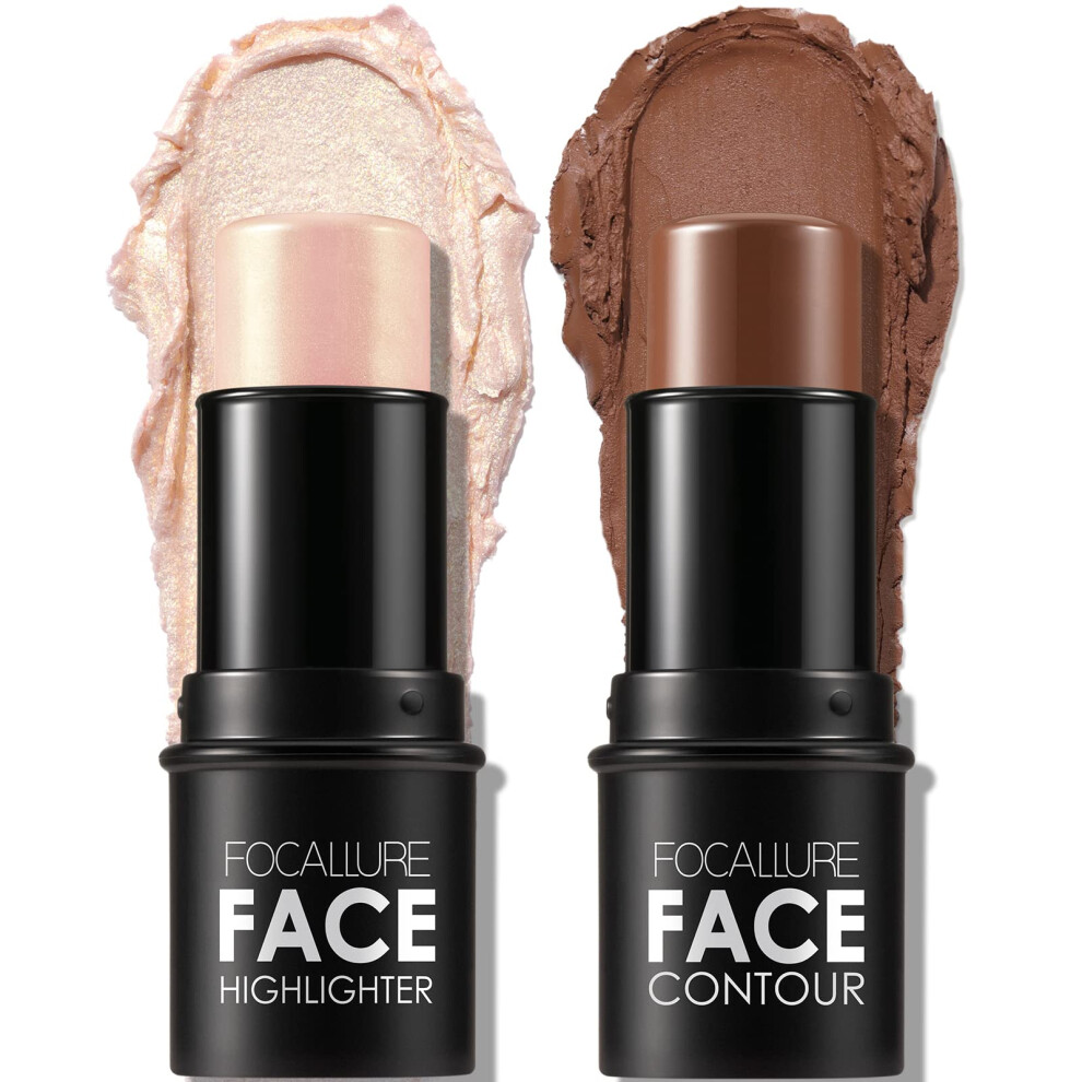 Focalluur Focallure 2 Pcs Contour Foundation Stick Highlighter & Bronzer Pen Face Brightens & Shades Pencil Highlighting Shade Longwear Makeup Hig