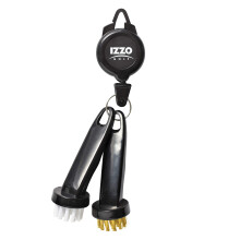 Izzo Golf Dual Golf Club Brushes - Includes a Brush for Golf Clubs & Brush to Clean Golf Club Grooves  with Golf Bag Zinger Black