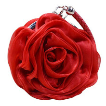 Goclothod Damen-Clutch in Rosenform, weiches Satin-Armband, Handtasche, Hochzeit, Party, Geldbrse (mittel)