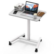 MPETAPT 28 Inch Height Adjustable Laptop Sit Stand Desk with Wheels  Adjustable Rolling Standing Laptop Mobile Desk Cart Coffee Table (White)