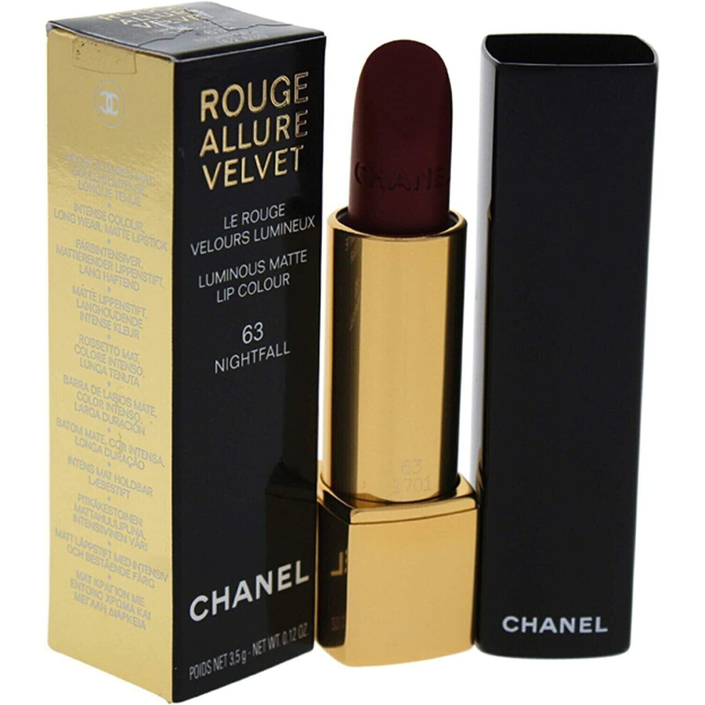 CHANEL ROUGE ALLURE VELVET LUMINOUS MATTE LIPSTICK 3.5G SHADE 63 NIGHTFALL NEW