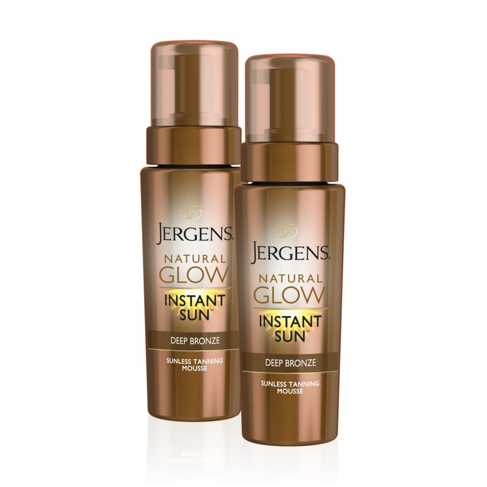 Jergens Bronze Natural Glow Instant Self Tanner Mousse Sunless Deep Tan Sunless Self-Tanner For A Natural-Looking Tan 6 Oz Pack Of 2