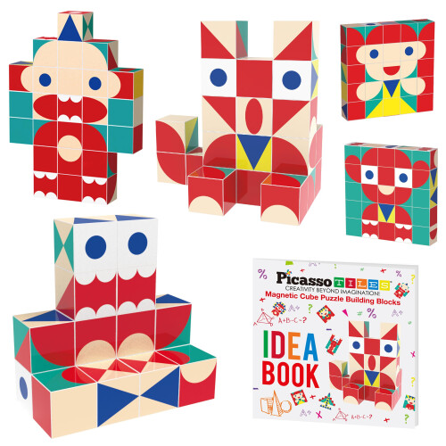 PicassoTiles Μαγνητικός Παζλ Κύβος 25 Τεμαχίων με 150+ Ιδέες Δημιουργίας