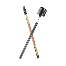 Duo Eyebrow Brush Eyebrow Brush Eyelash Comb and Eyebrow brush Professional Angled Eye Brow Brush and Spoolie Brush Set. (Natural Bamboo)