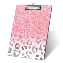 FVBAO Moderner Glitzer-Clipboard in Pink, Leopard-Design für Büro, Schule, 8.5" x 12.5"