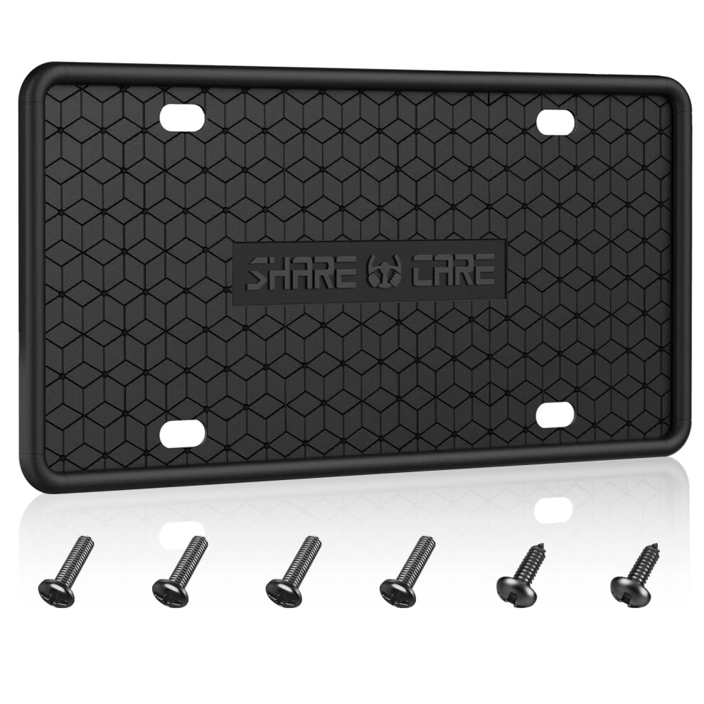 Qiqamole 1 Pack Silicone License Plate Frame Front Back License Plate Cover License Plate Bracket Holder Rustproof Rattlepr 770807463802
