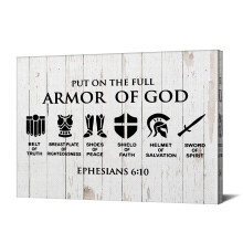Christian Canvas Wall Art Framed Put on the Full Armor of God Bible Poster Print Canvas Painting Picture Sign Home Decoration 12x15