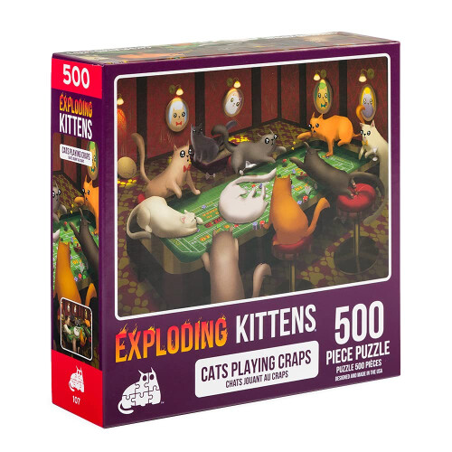Exploding Kittens Puzzle 500 Τεμαχίων Exploding Kittens - Γάτες Παίζουν Craps, Παζλ για Ενήλικες, Παζλ Γάτας, Πολυ