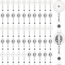 Fulmoon 50 PCS Badge Reels retractable avec un clip pivotant Clip Round Badge Badge Nom Nom Badge Reels and Vinyl Carte STRAP For Infirmieres Etu