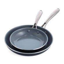 Greenpan Swift Sunde keramiske nonstick 8 """" og 10 """" Frying Pan Stillet Set rustfrit st?l h?ndtag PFAS-fri opvaskemaskine Safe Oven Safe Black
