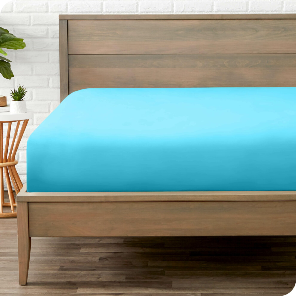 Drap-housse Bare Home Queen Size - Microfibre Premium 1800 - Ultra-doux, luxueux, avec poche profonde - R   sistant et durable (Queen Aqua)