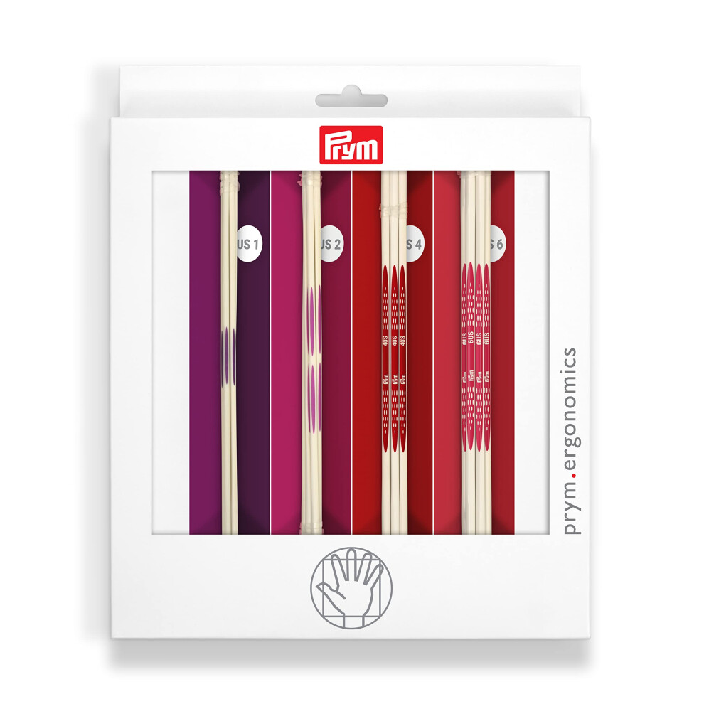 Prym Ergonomics 8 Double Point Set  Size US 1  2  4  6 Knitting Needles  Assorted 20 Count
