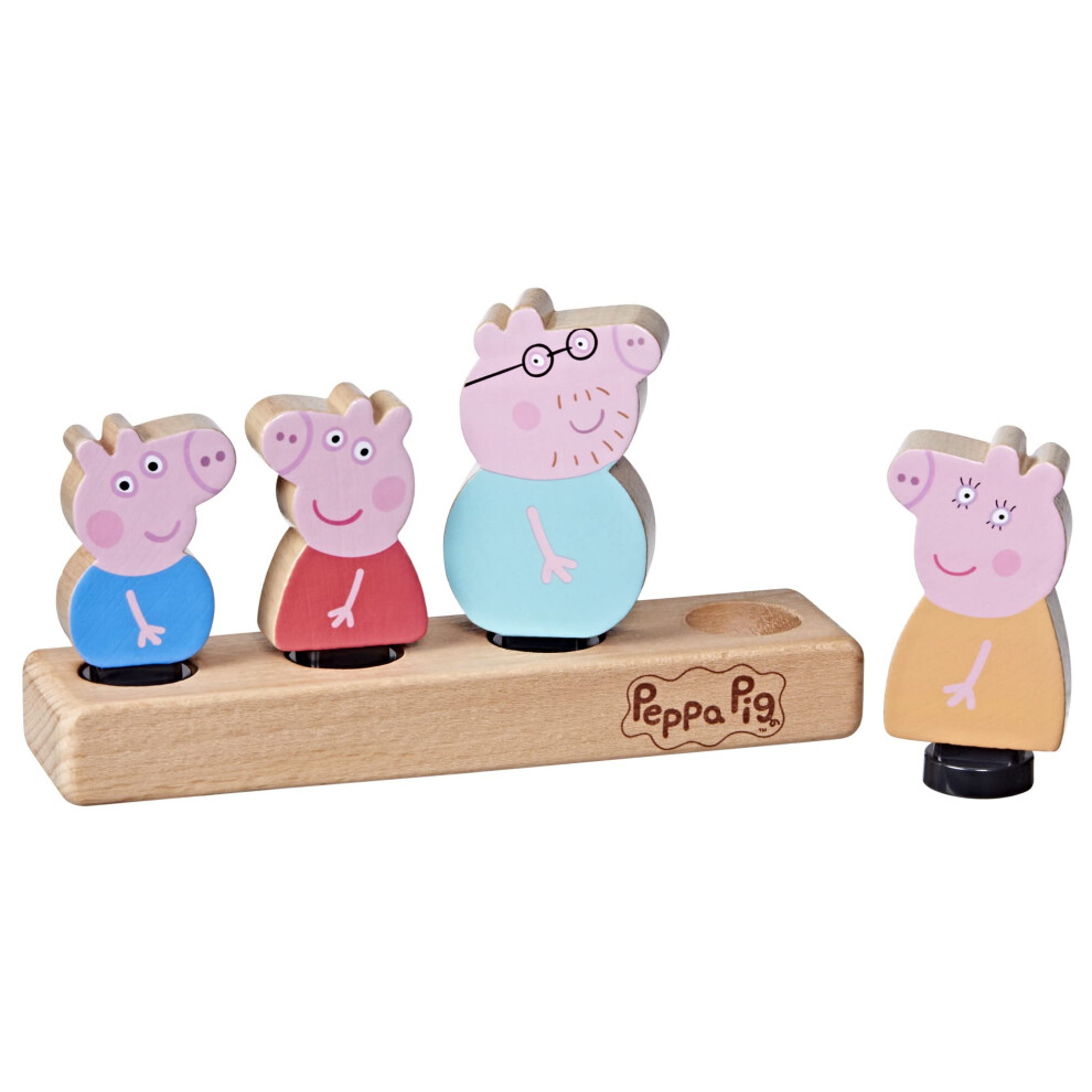 Peppa Pig Houten Familiefiguren Gemaakt Van Verantwoord Gewonnen Hout Peuterspeelgoed Kerstkousenvullers Leeftijd 2+ (Exclusief Op Amazon)-image