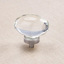 CLCTK 8 Peças de Puxadores de Vidro, Botões de Cristal Oval para Gavetas, Puxadores de Armário em Níquel Escovado