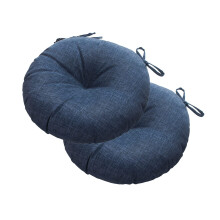 Almofadas Redondas para Cadeiras de Bistrô ao Ar Livre com Laços, Conjunto de 2 Almofadas Impermeáveis 15"x15"x4"