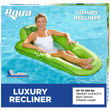 Aqua LEISURE Luxus-Wasserlounge, extragro, aufblasbarer Poolschwimmer mit Kopfsttze, Rckenlehne und Fusttze, Lime Floral Trip Print (L x B): 63