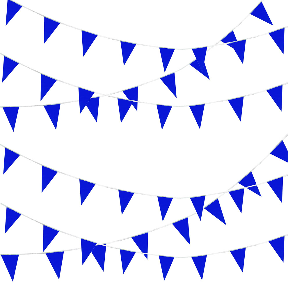 WEITBF Lot de 30 fanions bleus en forme de triangle pour d   coration de f   te, f   te d'anniversaire, f   te des enfants, 15,2 m