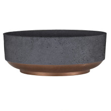 The HC Companies Vaso Capri Redondo 8 Polegadas - Plantador Plástico Decorativo com Drenagem, Concreto Falso com Base Cobre
