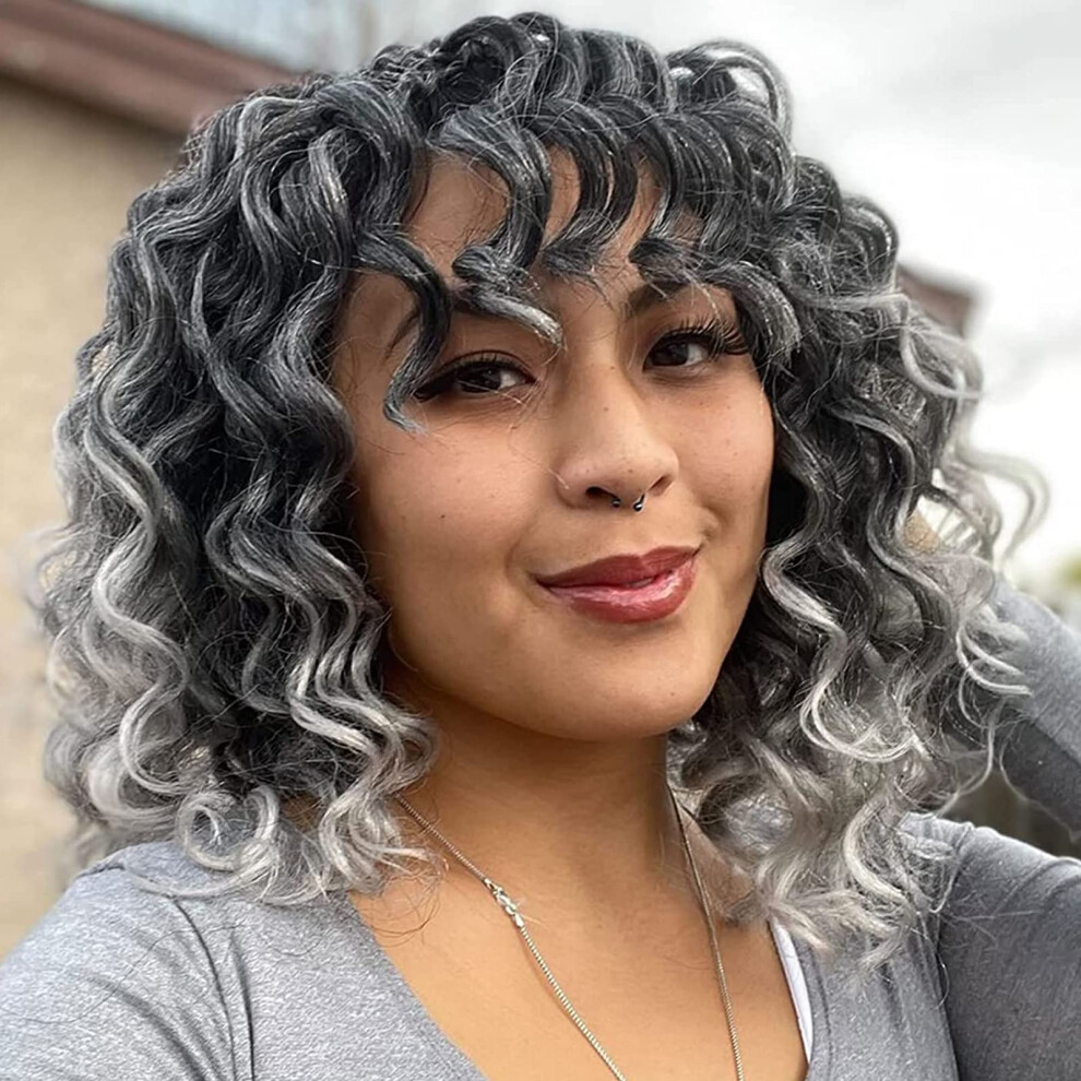 Svolna Ocean Wave Crochet Hair Pre Looped 9 Inch Grey Ombre Curly Braiding Ocean Wave Hair 7 Packs Deep Wave Short Wavy Ocean Wave Crochet Braids H
