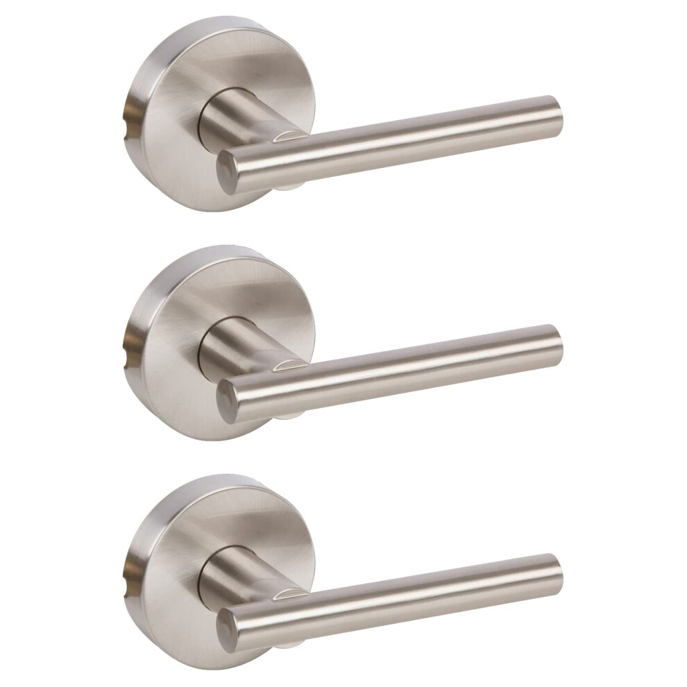 Designers Impressions Kain Design Satin Nickel Dummy Non Turning Euro Door Lever Hardware For Closet Doors (Non- Functioning), 3 Pack 843561182613