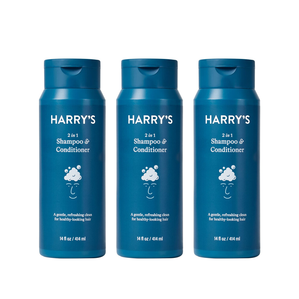 Harry's Men's 2 in 1 Shampoo and Conditioner for All Hair Types | Gentle & Refreshing | 14 Fl Oz  3 Count