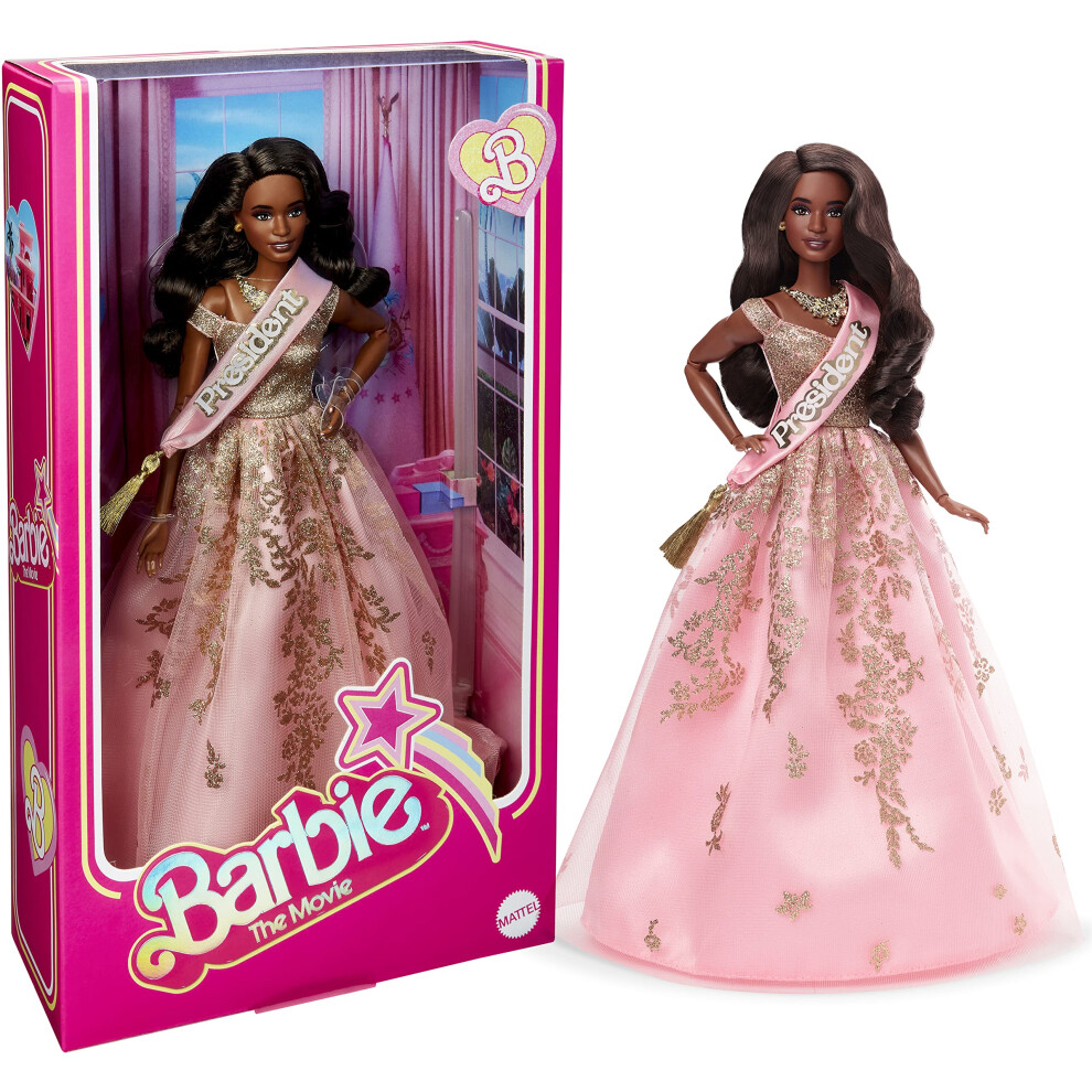 Barbie The Movie Presidente, Bambola Del Film Collezione Con Scintillante Abito Rosa E Fascia Inclusa, Giocattolo Per Bambini, 3+ Anni, HPK05-image