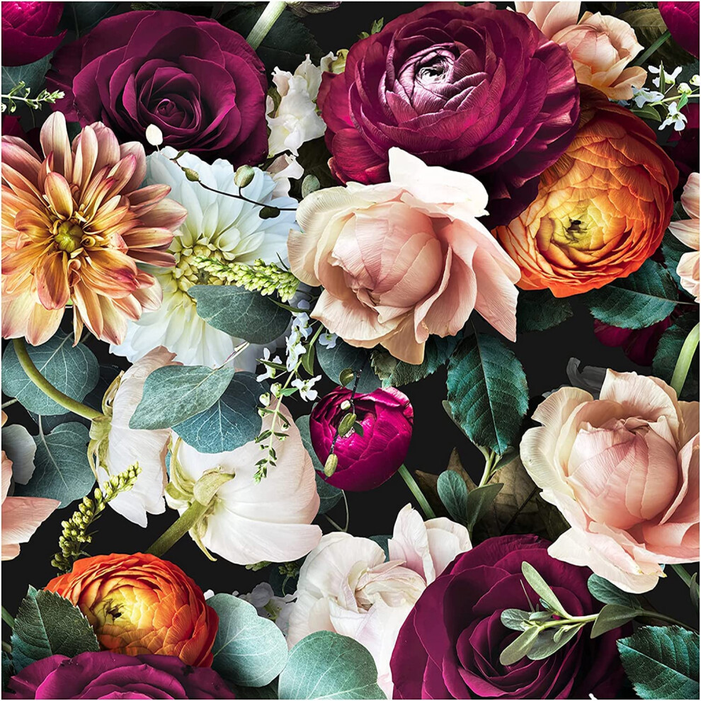 Haokhome 93277 Peel And Stick Floral Wallpaper Rose Daisy Removable Blackpinkpurple Stick On Wild Mural 177In X 328Ft 764823574147