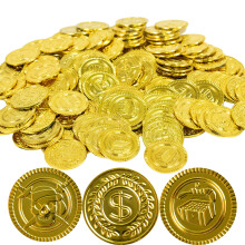 GiftExpress Plastic Gold Coins - 144 Count Kids Play Money Pirate Tokens - Toy Treasure Hunts  Chests  Cauldrons Decorations & Party Favors