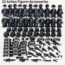 (Style A)Militärsoldaten Schwarze SWAT-Jeeps Minifiguren Baukasten Set Blockbau