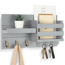 Lwenki Mail Organisateur pour le support mural - porte-cles avec etagere comprend un support de lettre et des crochets pour les laisses de chiens