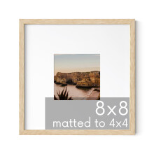 HAUS AND HUES Solid Oak 8x8 Picture Frame Matted to 4x4 8x8 Square Frame With or Without Mat 8x8 Wood Frame Square P